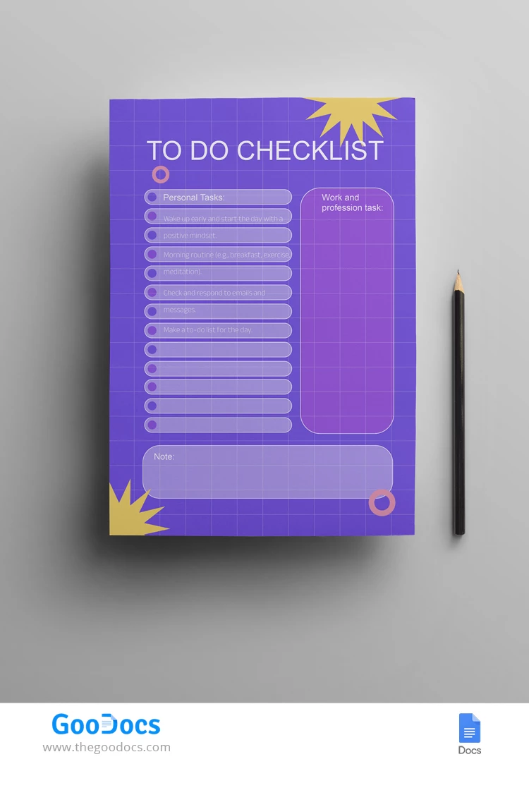 Violet To Do Checklist - free Google Docs Template - 10067675