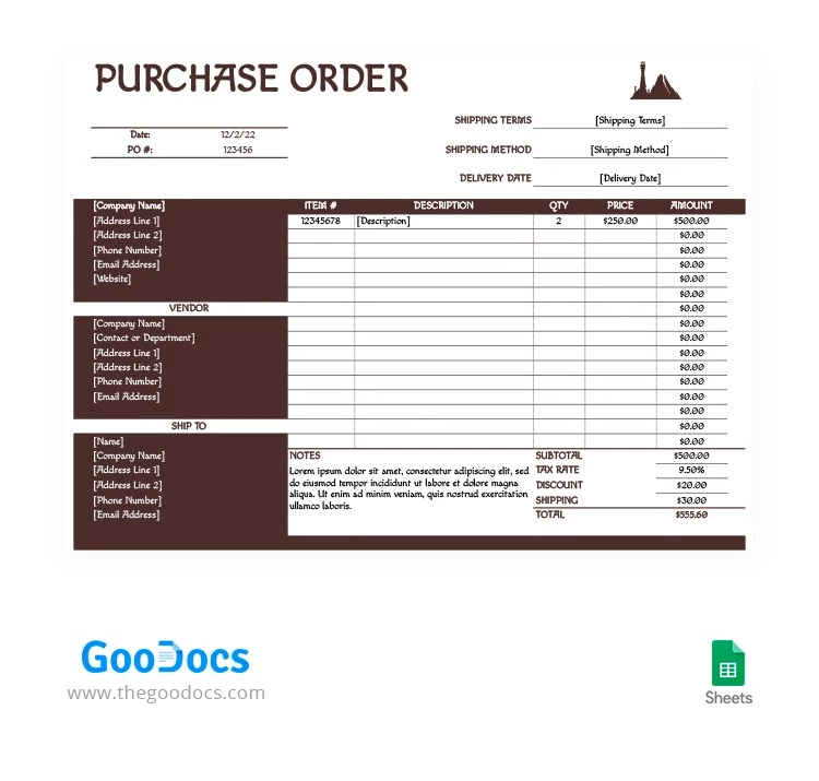 Tolkien Style Purchase Order - free Google Docs Template - 10062772