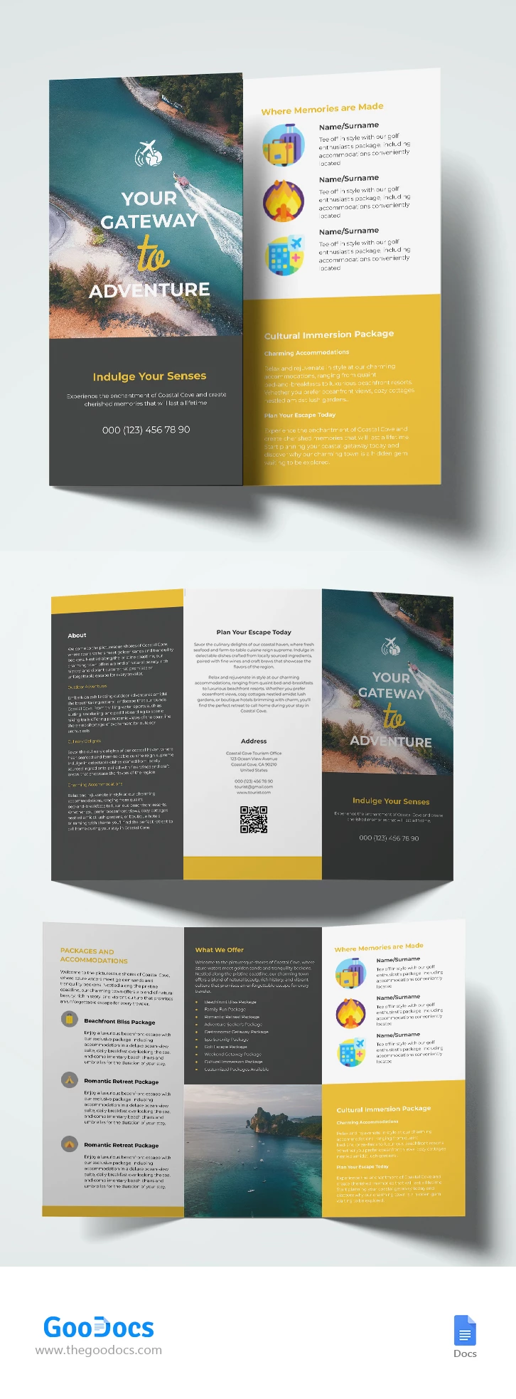 Folheto Turístico Trifold - free Google Docs Template - 10068271