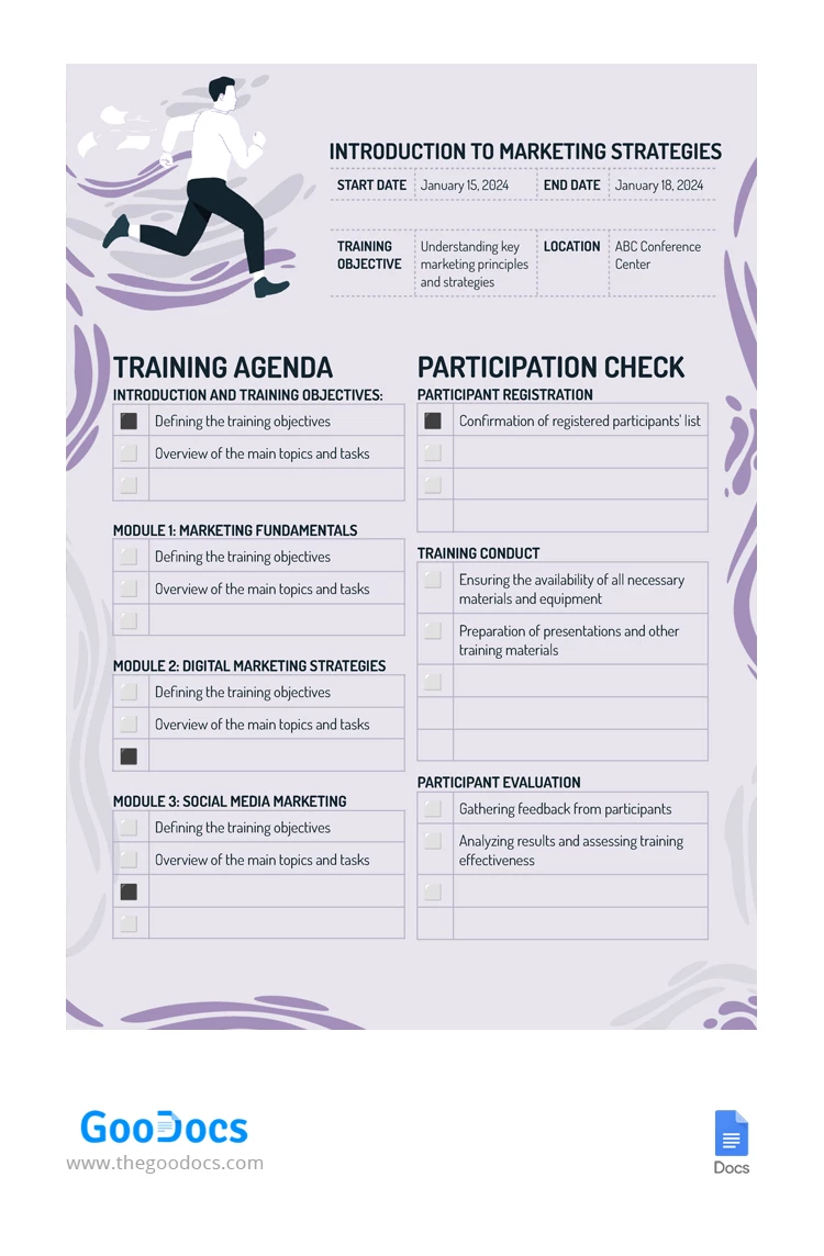 Violeta Training Checklist - free Google Docs Template - 10067619
