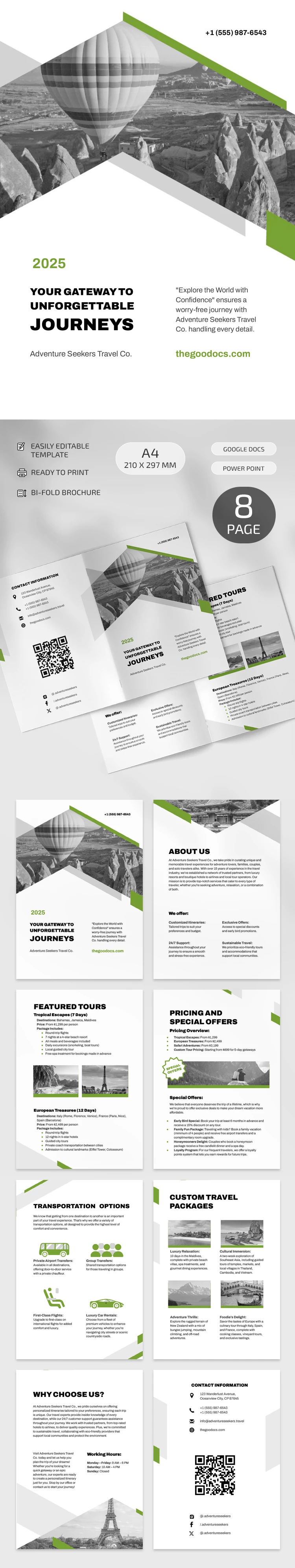 Sleek Travel Brochure - free Google Docs Template - 10069352