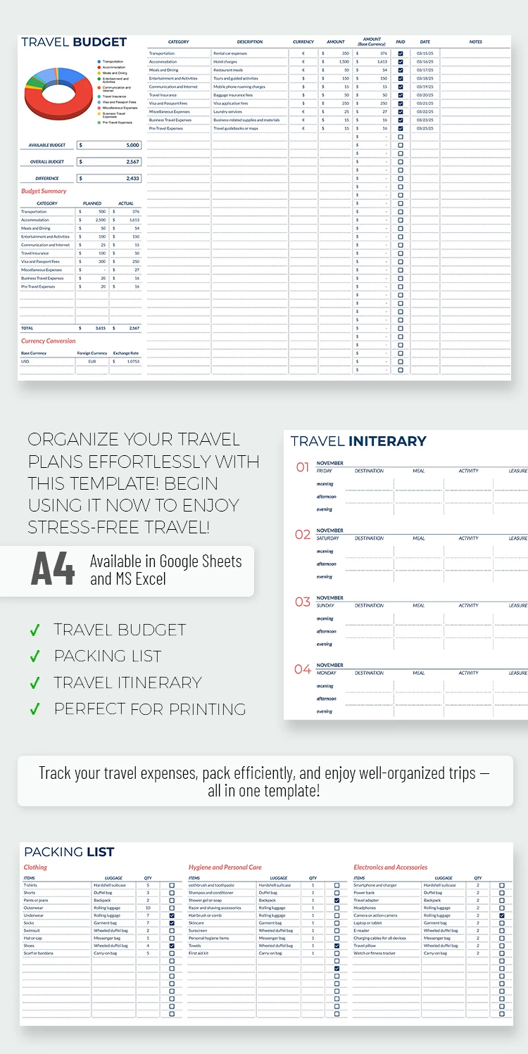 Professional Travel Budget - free Google Docs Template - 10069788