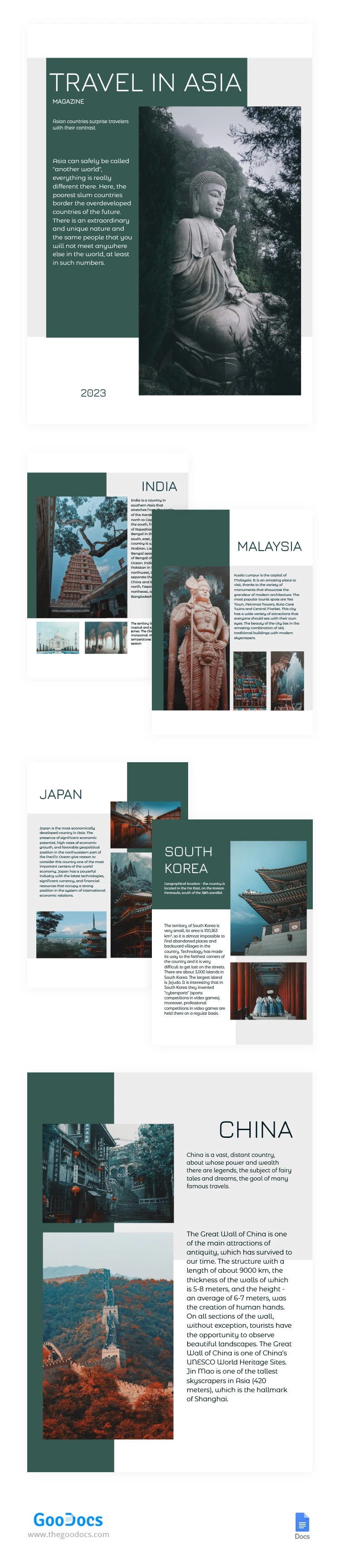 Revista de Viagens na Ásia - free Google Docs Template - 10064796