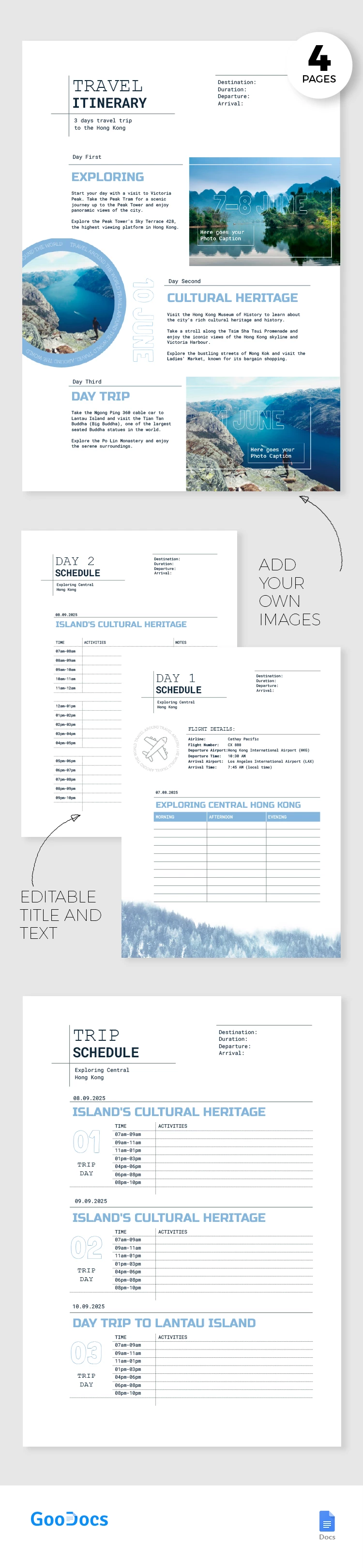 Itinéraire de voyage - free Google Docs Template - 10068682