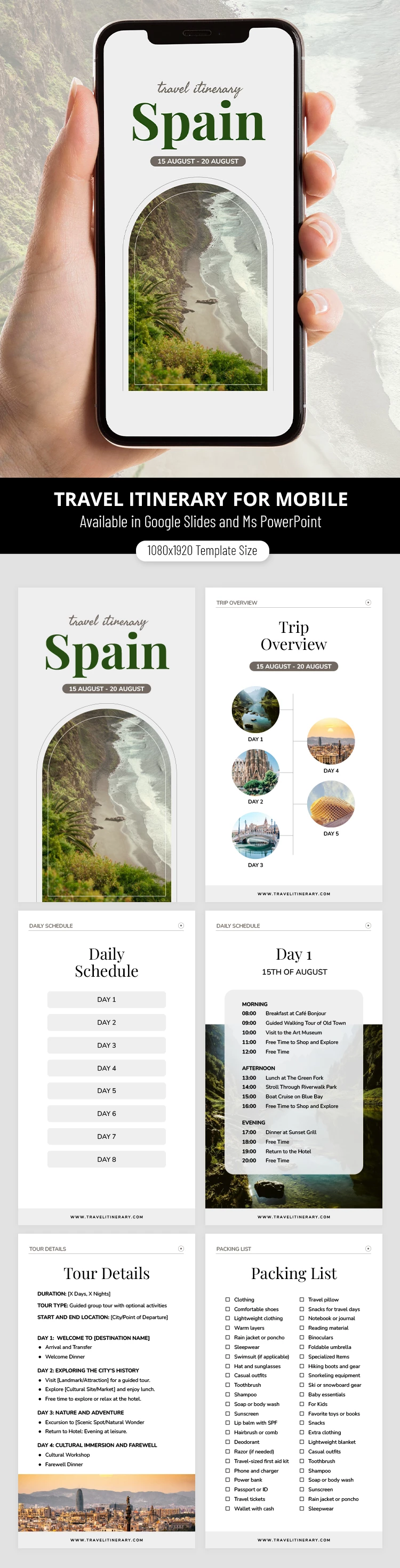 Sleek Travel Itinerary - free Google Docs Template - 10069603