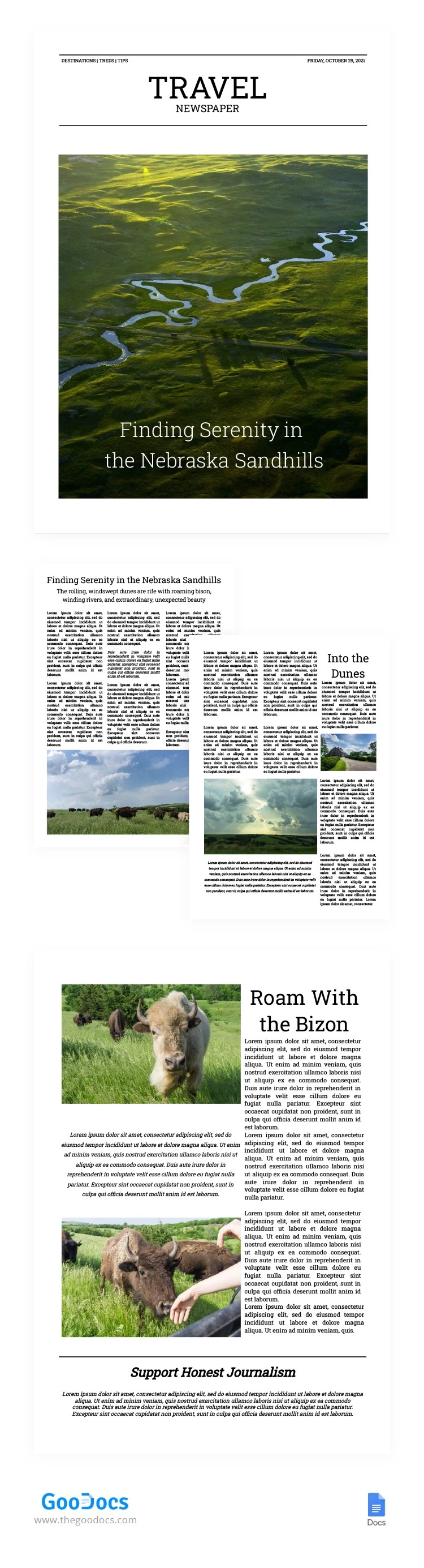 Professional Travel Newspaper - free Google Docs Template - 10062409