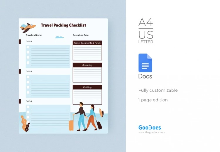 Travel Packing Checklist - free Google Docs Template - 10062444