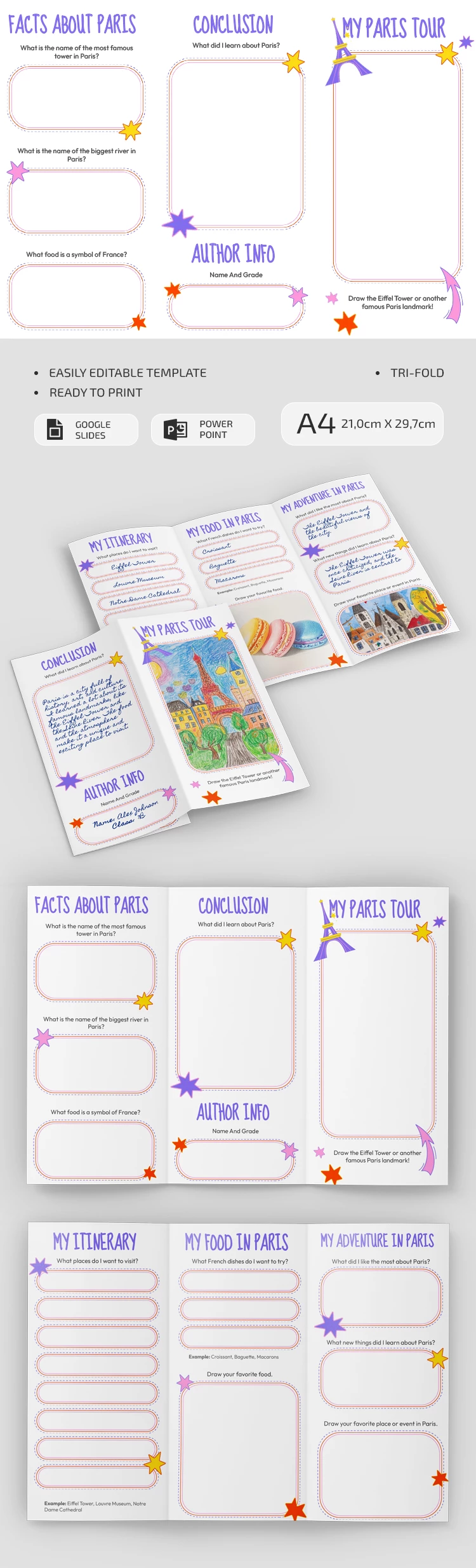 Viaje para Paris Projeto Escolar Folheto - free Google Docs Template - 10069684