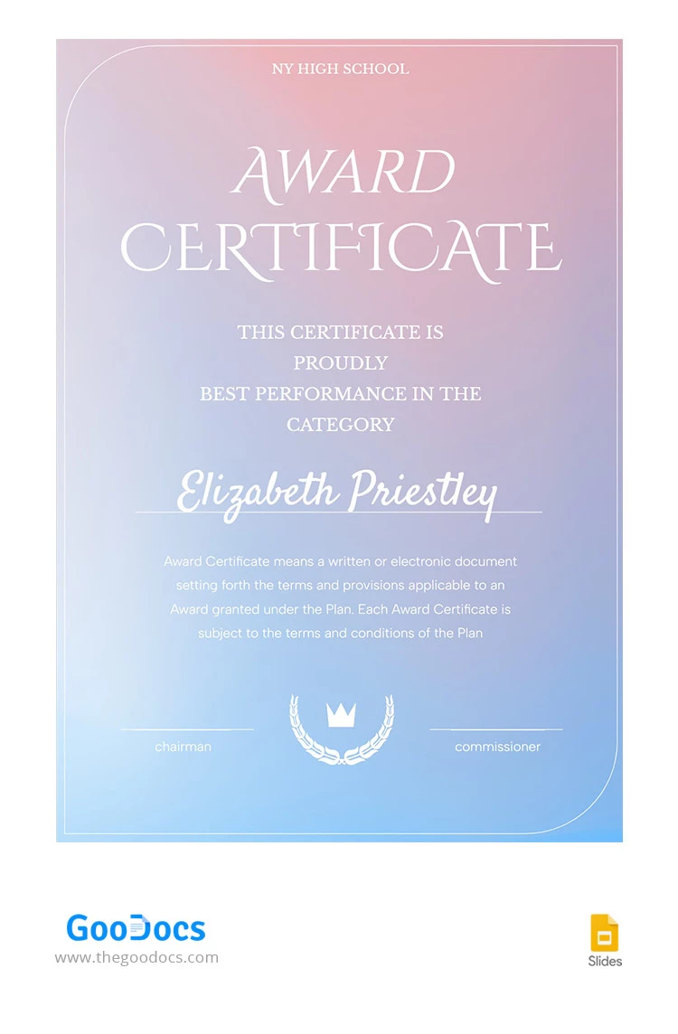 Certificado de Parabéns na Moda - free Google Docs Template - 10065422