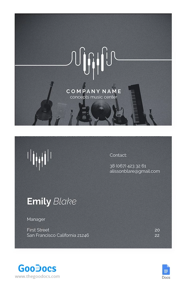 Trendy Music Business Card - free Google Docs Template - 10064652
