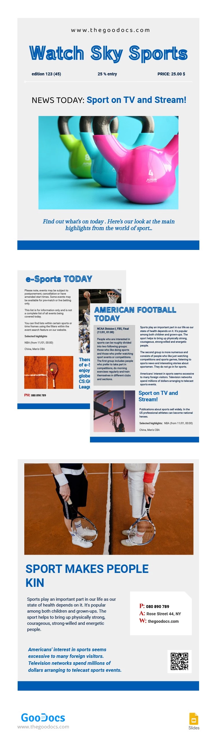 Boletín informativo de deportes de moda - free Google Docs Template - 10063104