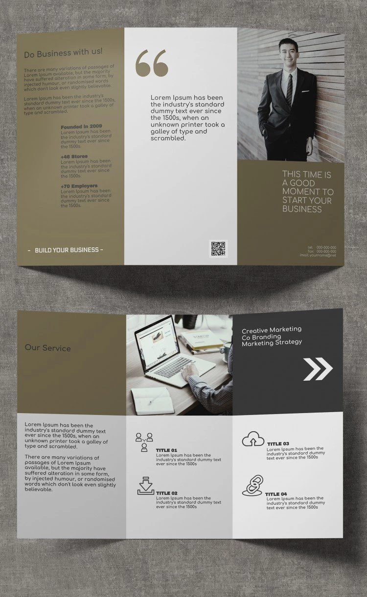 Brochure de negocios Tri fold - free Google Docs Template - 10061569