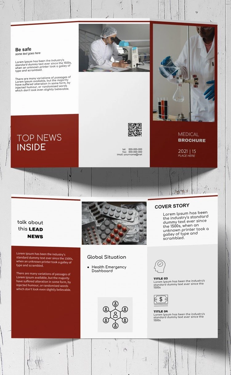 Brochure médicale pliée en trois volets - free Google Docs Template - 10061584