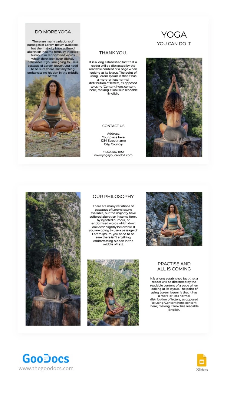 Brochure de yoga à trois volets - free Google Docs Template - 10063320