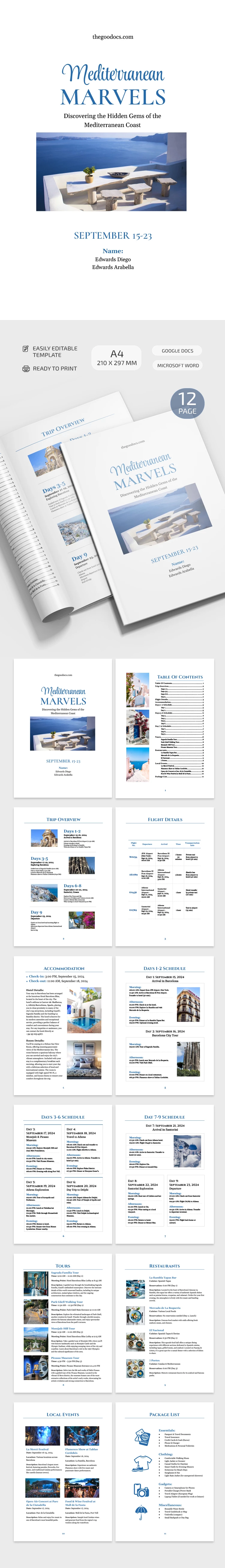 Itinerario di viaggio - free Google Docs Template - 10069334