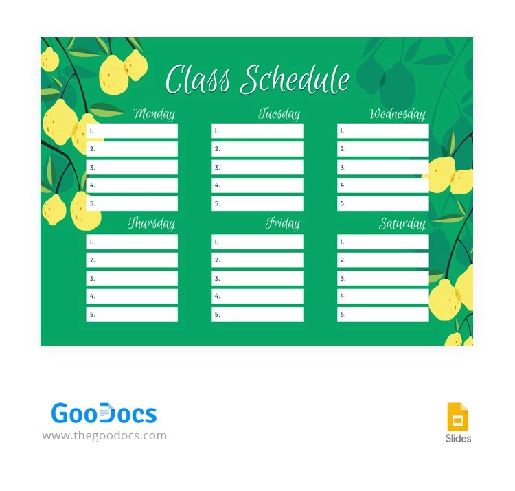 Tropical Class Schedule - free Google Docs Template - 10064190