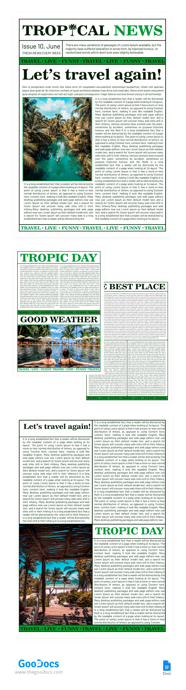 Periódico tropical - free Google Docs Template - 10065441