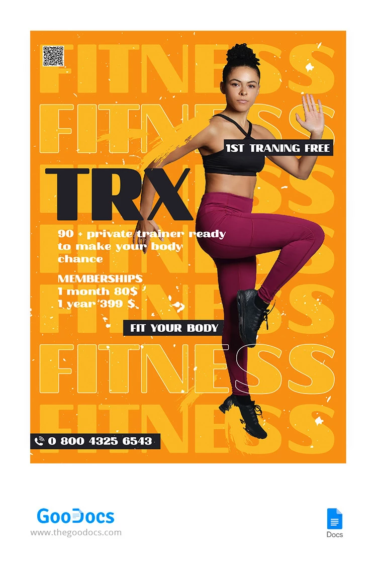 TRX Dépliant de Fitness - free Google Docs Template - 10065303