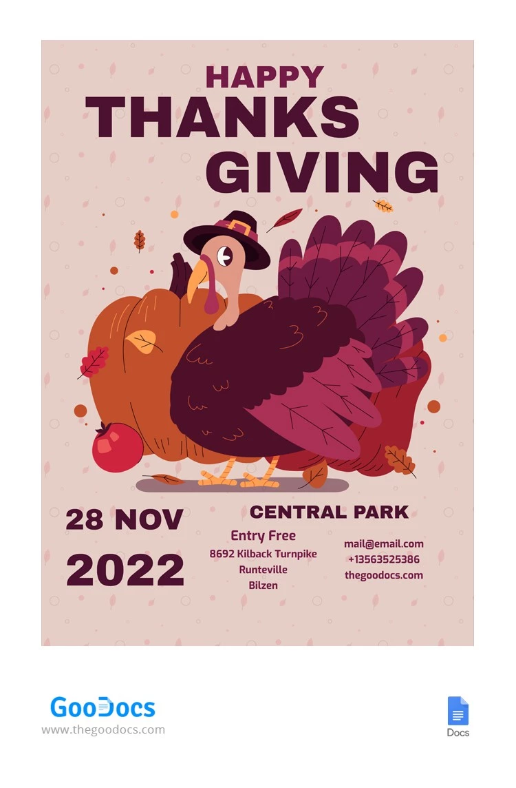 Affiche de Thanksgiving en Turquie - free Google Docs Template - 10064694
