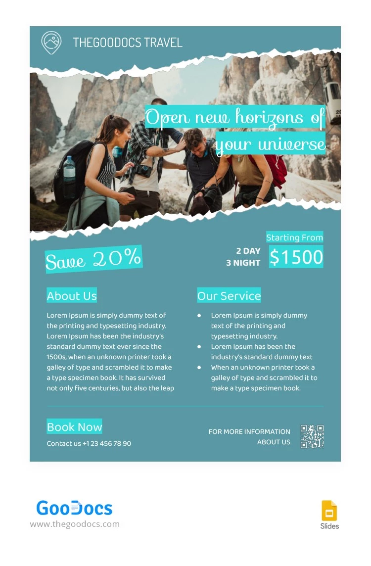 Turquoise Travel Flyer - free Google Docs Template - 10064747