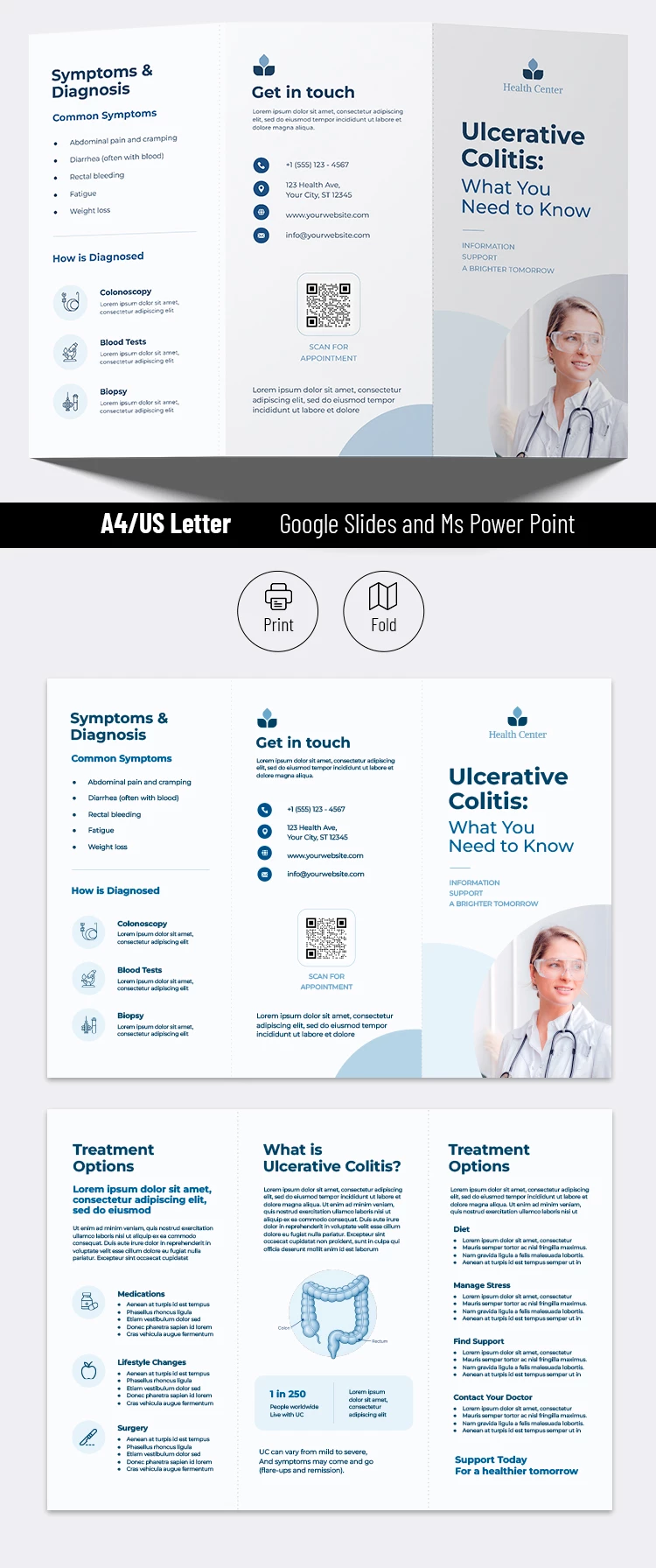 Preview of Ulcerative Colitis Brochure for Google Slides and Microsoft PowerPoint