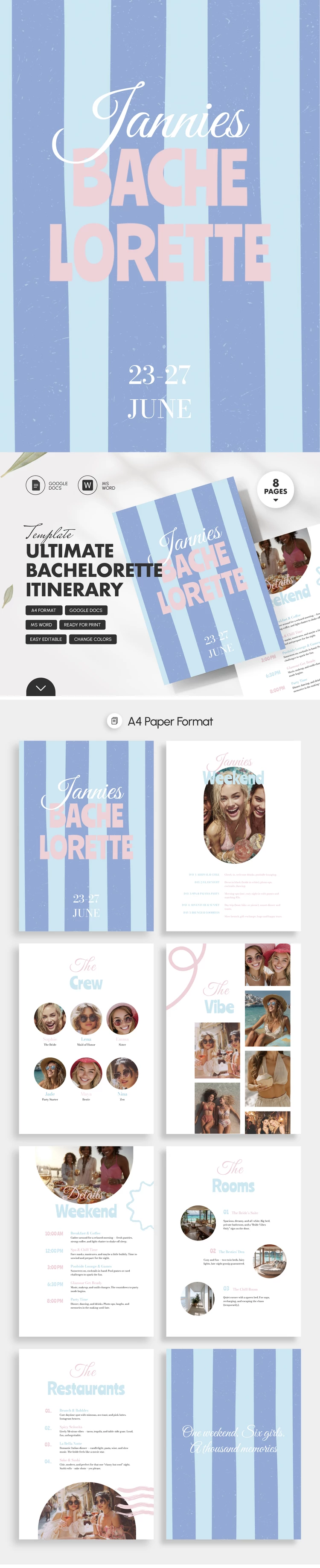 Ultimate Bachelorette Itinerary Template - free Google Docs Template - 10071341