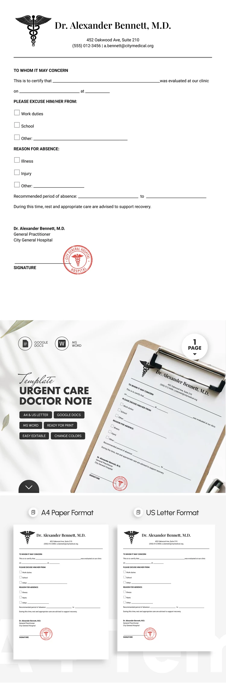 Urgent Care Doctor Note Template - free Google Docs Template - 10072705