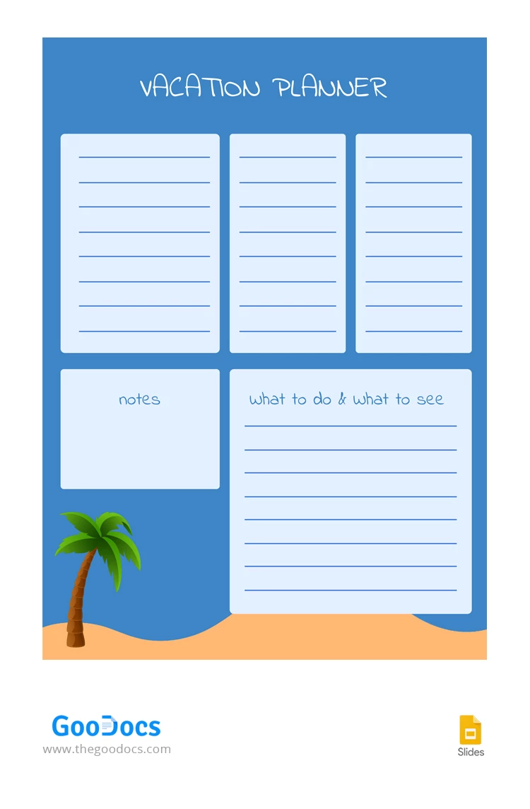 Planificador Azul de Vacaciones - free Google Docs Template - 10066577