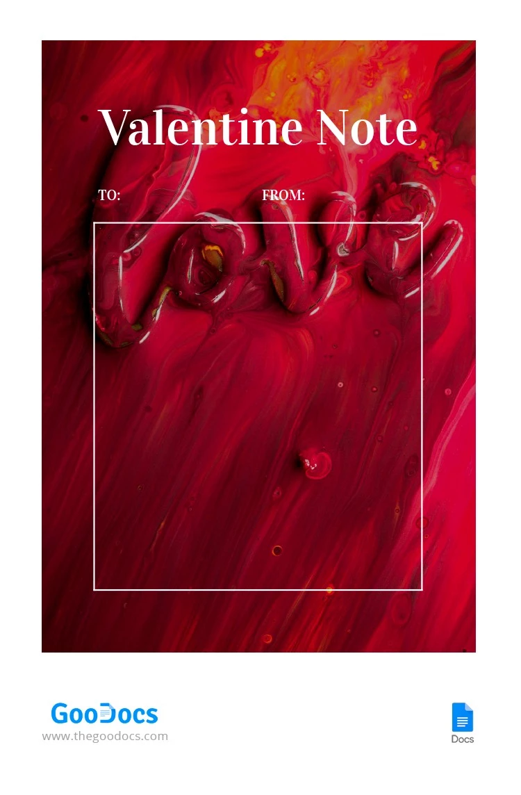 Valentine Note - free Google Docs Template - 10063327
