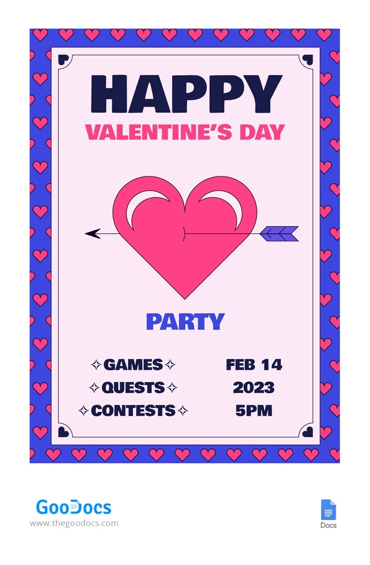 Valentinstags-Party Flyer - free Google Docs Template - 10063470