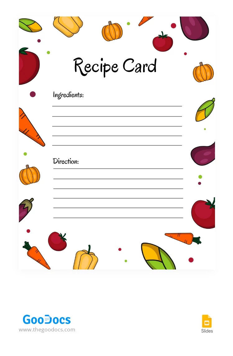 Tarjeta de receta de vegetales - free Google Docs Template - 10063076