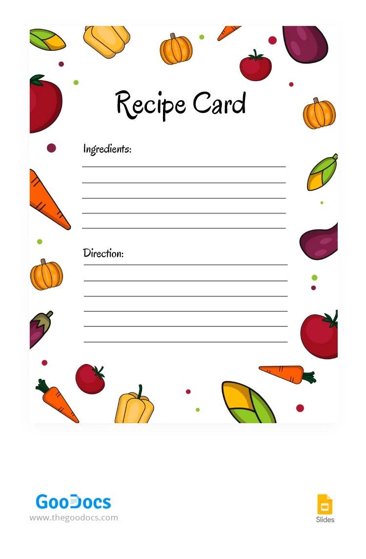 Scheda della ricetta di verdure - free Google Docs Template - 10063076