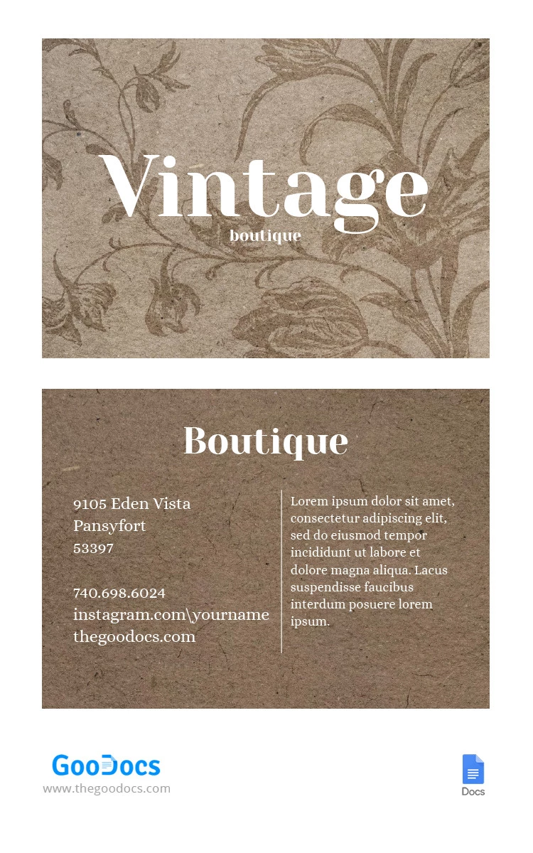 Vintage Craft Paper Business Card - free Google Docs Template - 10065471
