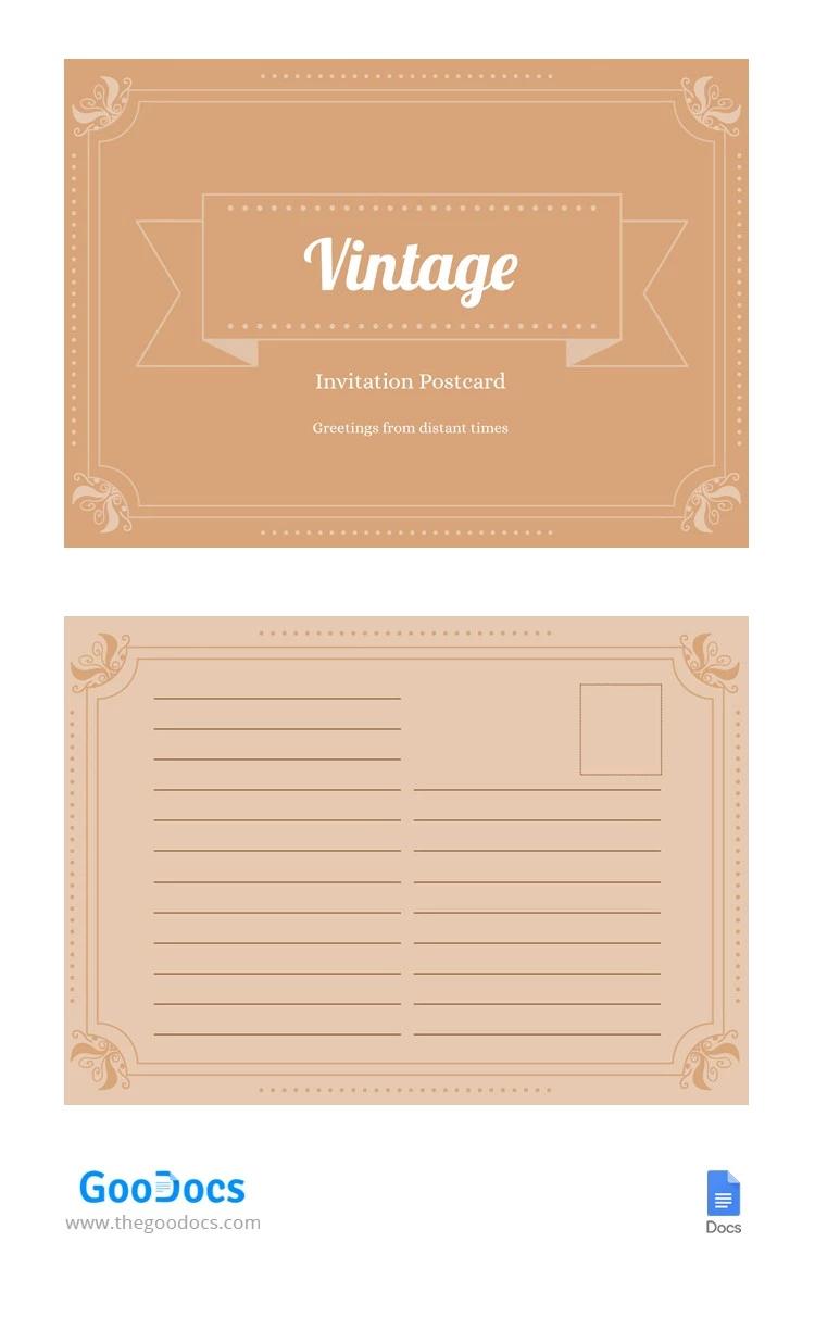 Tarjeta postal de invitación vintage - free Google Docs Template - 10062338