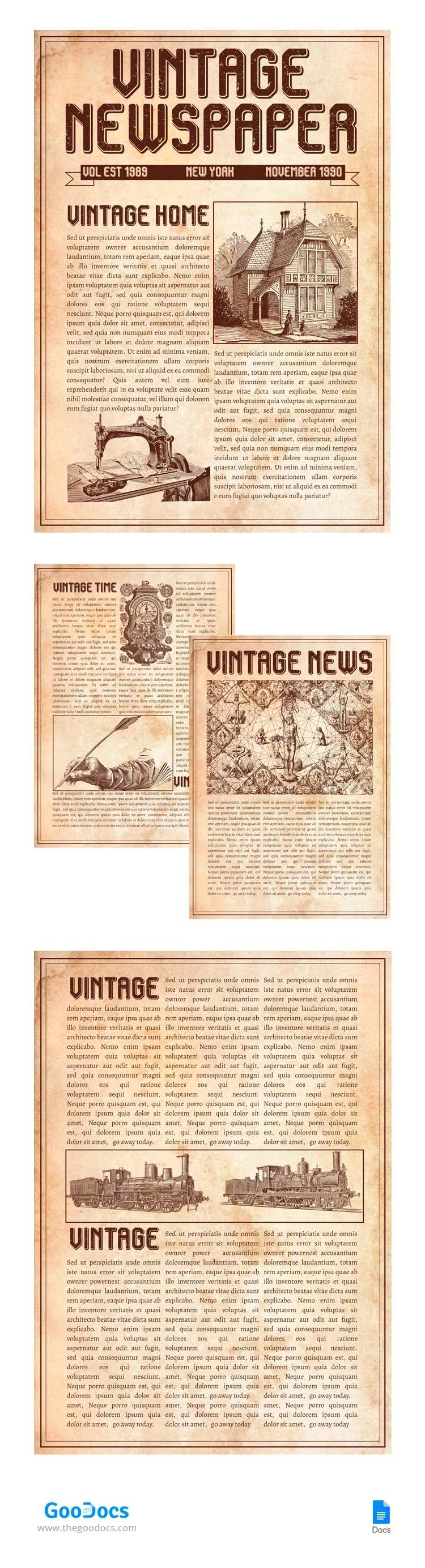 Vecchia Gazzetta Occidentale Vintage - free Google Docs Template - 10065286