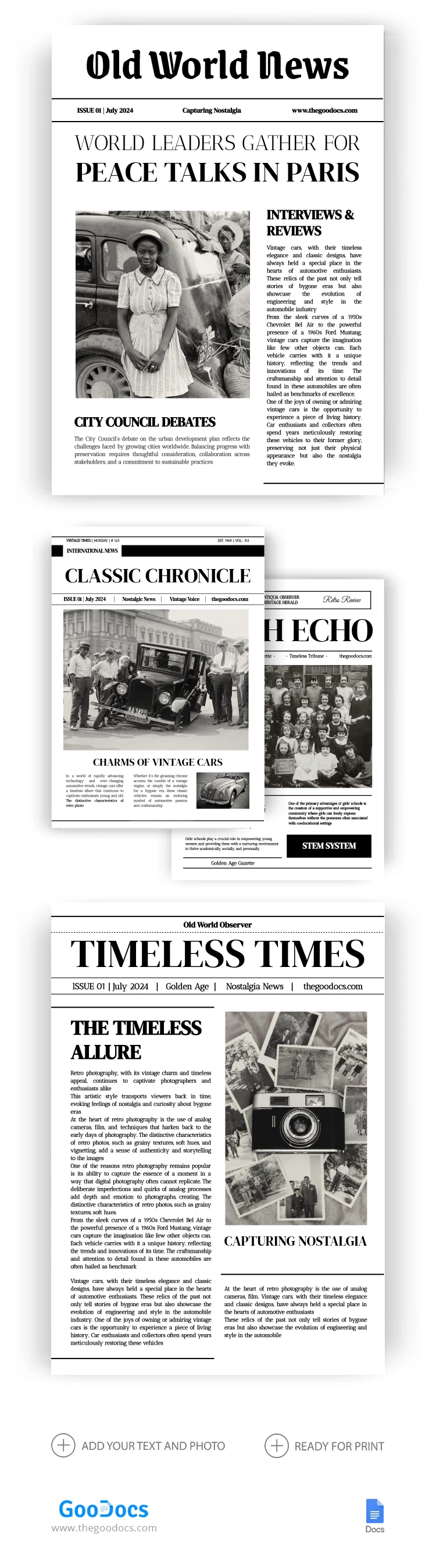 Titular de periódico de la época Vintage - free Google Docs Template - 10068517