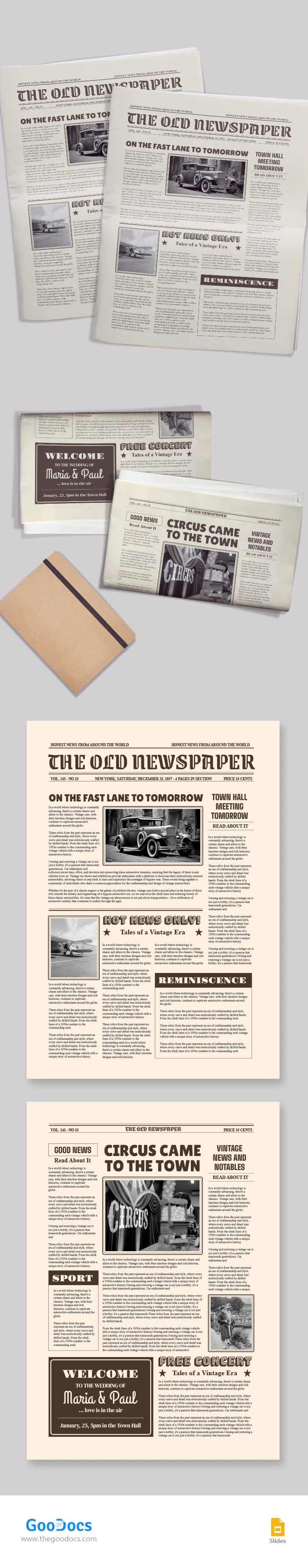 Brown Vintage Newspaper - free Google Docs Template - 10067536