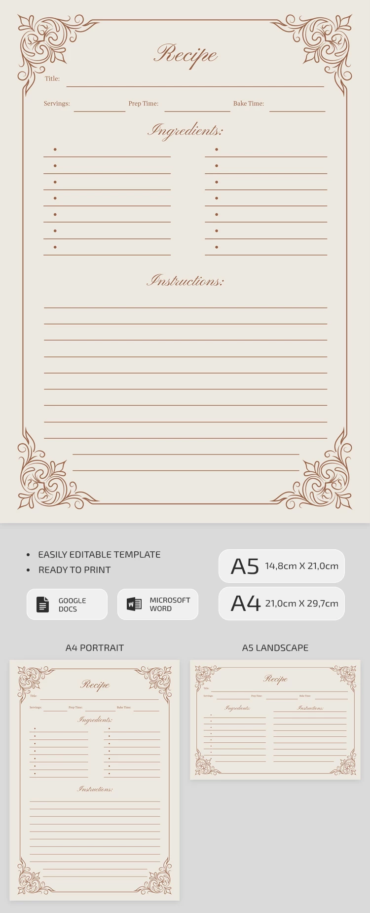 Free Printable Vintage Recipe Card - Vintage Recipe Card Template Printable 282 170998.webp