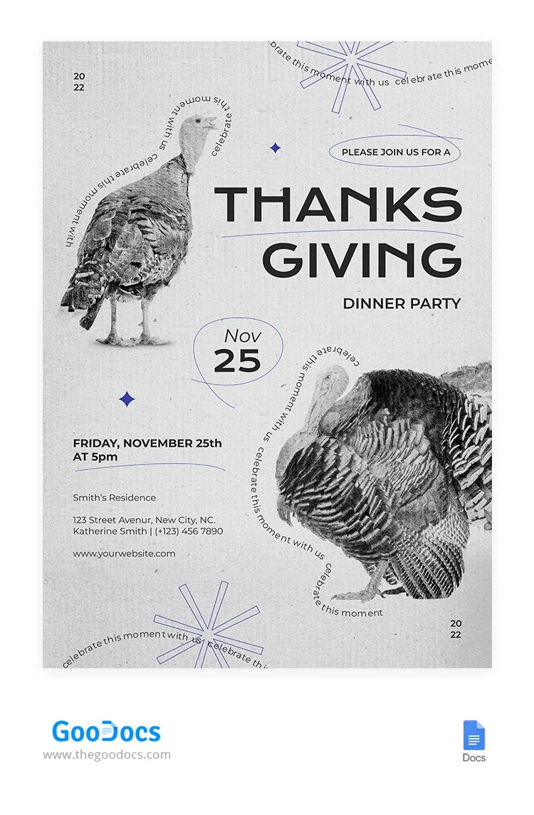 Vintage Thanksgiving Day Flyer: Vintage-Thanksgiving-Tag Flugblatt - free Google Docs Template - 10064915