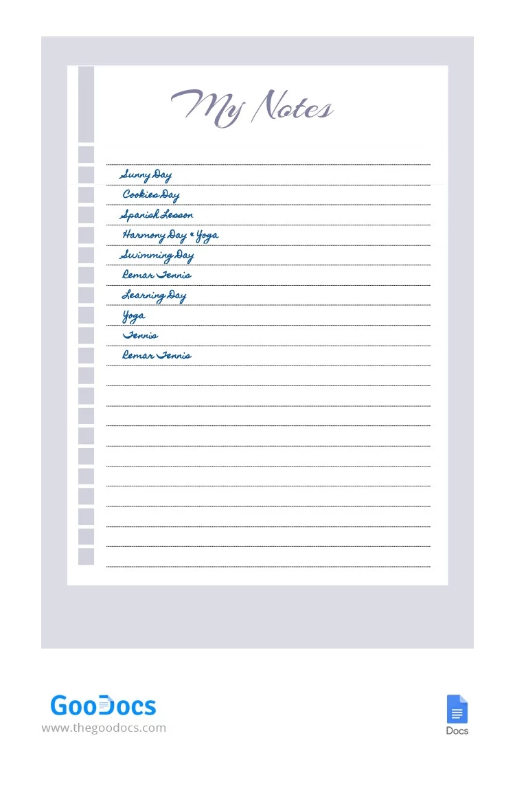 Violet Cute Notes - free Google Docs Template - 10062122
