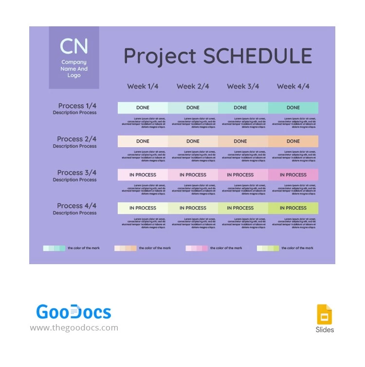 Violet Modern Project Schedule - free Google Docs Template - 10066116