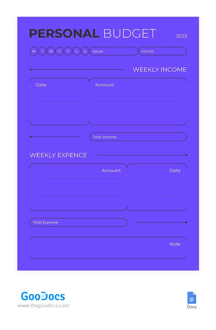 Presupuesto personal violeta - free Google Docs Template - 10065961