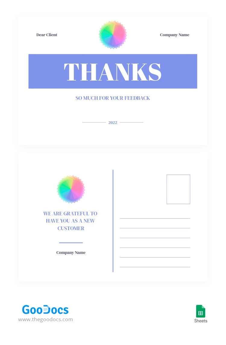 Cartão postal de agradecimento Violeta. - free Google Docs Template - 10063428