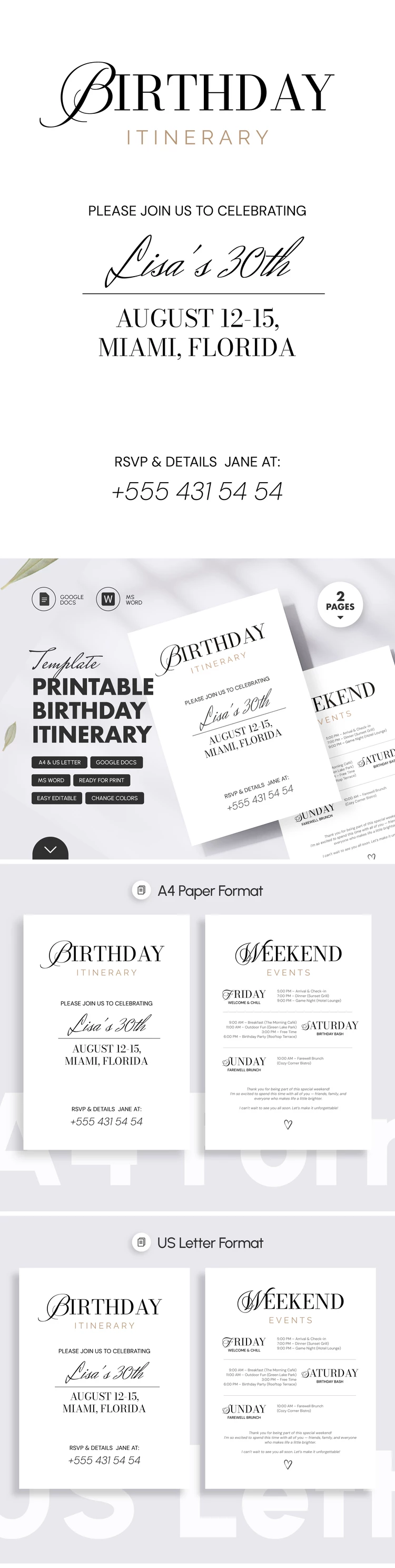 Vivid Birthday Itinerary - free Google Docs Template - 10064891