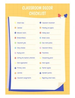 Free Vivid Classroom Decor Checklist Template In Google Docs