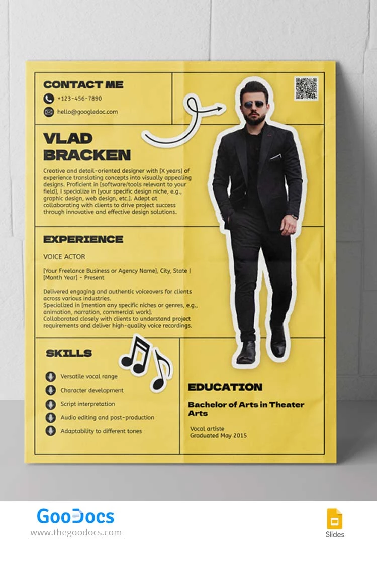 Currículum de Actor de Voz - free Google Docs Template - 10068048
