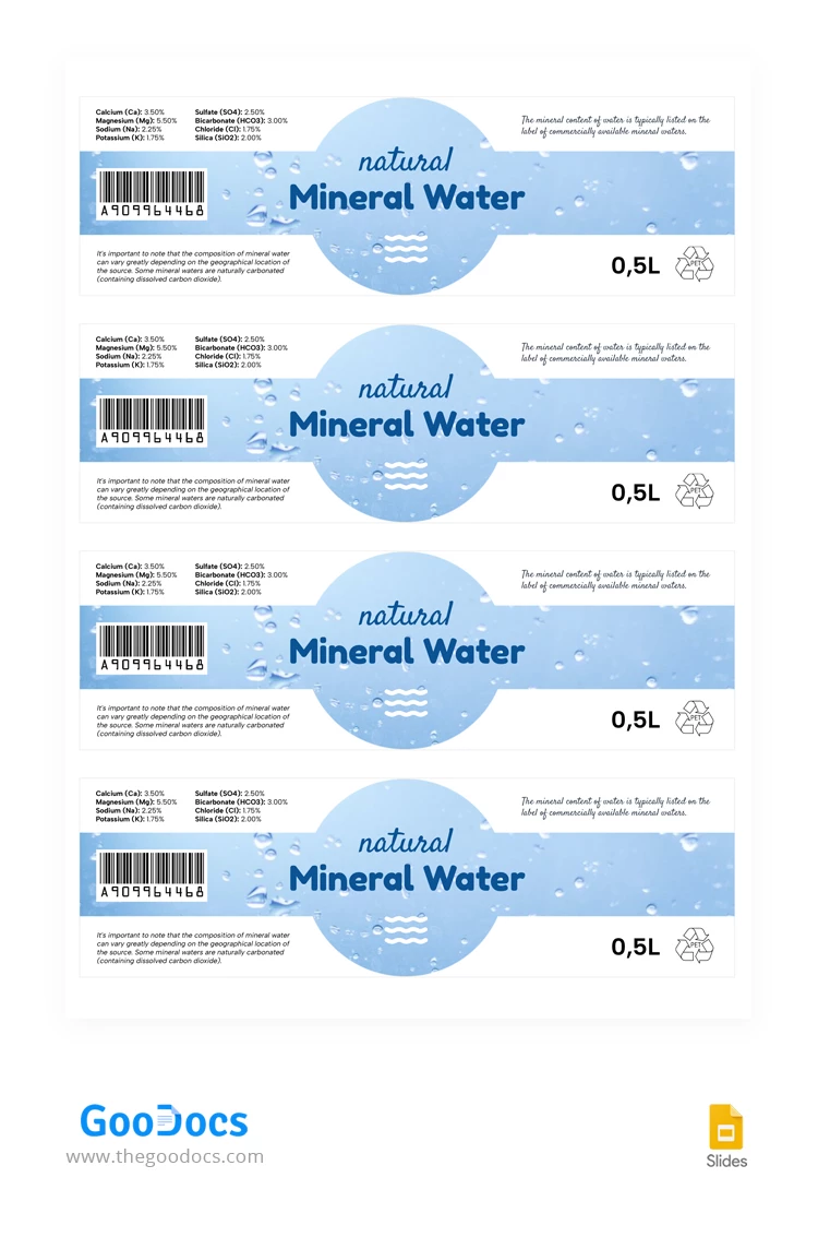 Etichetta blu dell'acqua - free Google Docs Template - 10067119