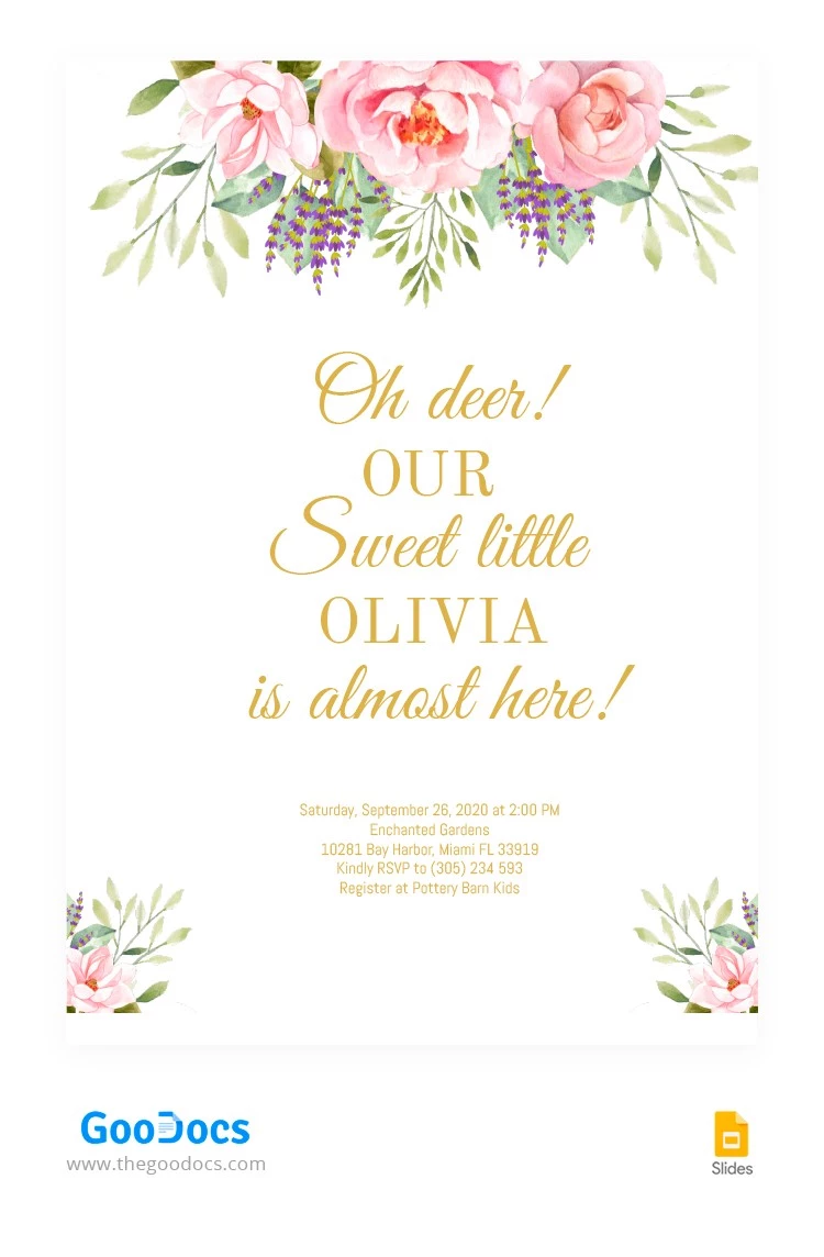 Watercolor Baby Shower Invitation - free Google Docs Template - 10063692