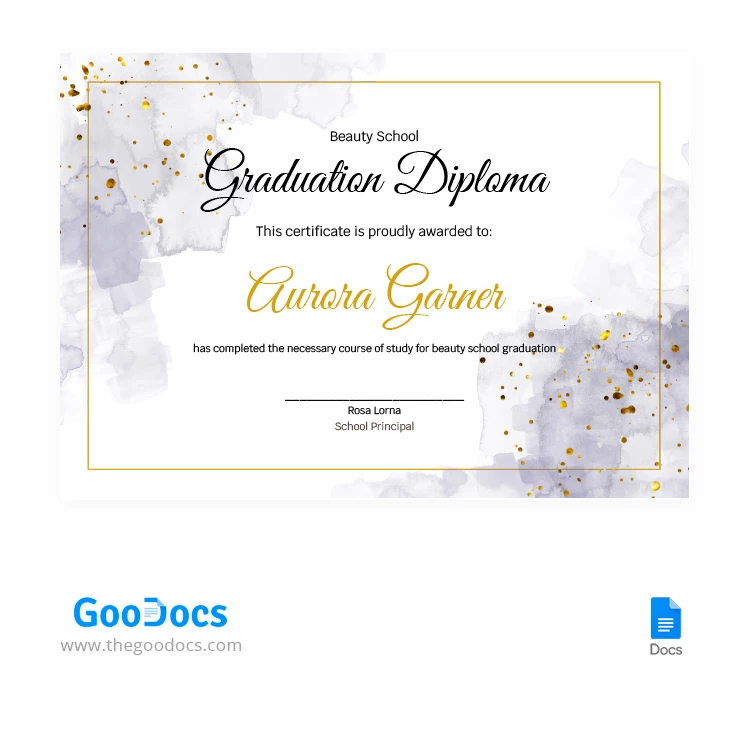 Watercolor Diploma - free Google Docs Template - 10067285