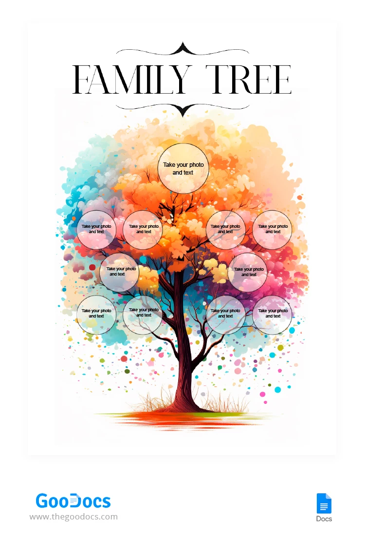 Watercolor Family Tree - free Google Docs Template - 10067848